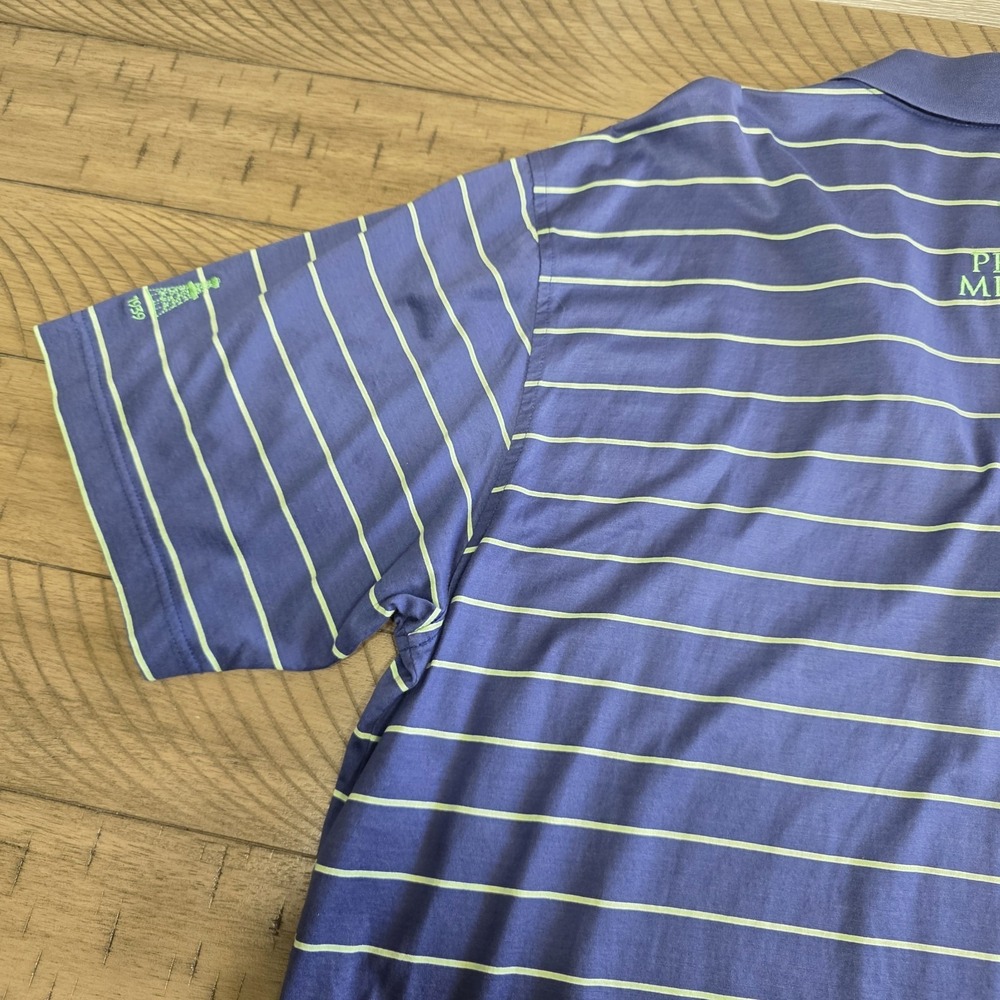 Peter Millar Polo Shirt Mens XL Blue Green Stripes Summer Comfort Performance ^ - Picture 7 of 11